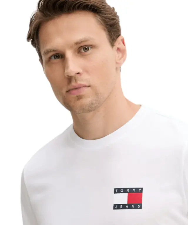 Tommy Hilfiger - Ανδρικό T-shirt Th Essential Flag Tee Regular Fit DM0DM20740-YBR Λευκό 3