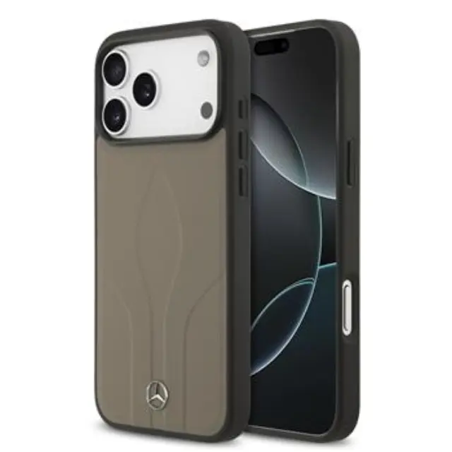 Mercedes Leather The Move MagSafe Case for iPhone 17 Pro Max Taupe