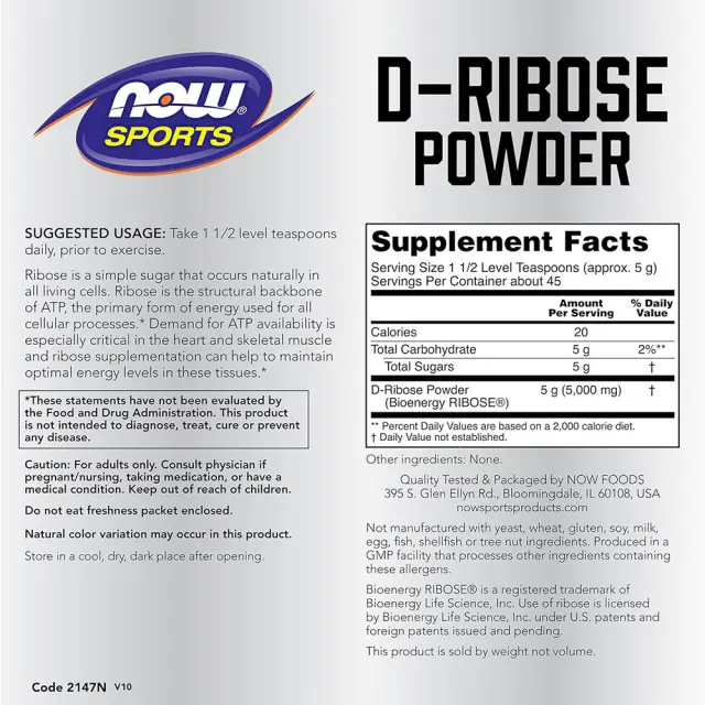 Now Foods D-Ribose Powder 2