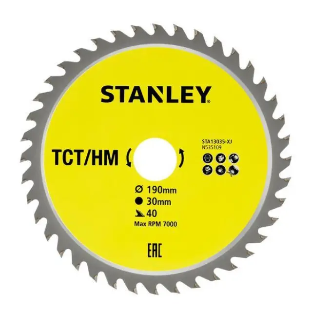 Stanley STA13035-XJ - Δίσκος ξύλου διαμαντέ, κόντρα πλακέ και νοβοπάν fast cut με 40 δόντια, τρύπα 30mm και διάμετρο 190mm