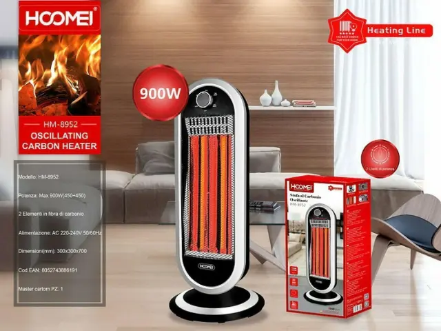 Hoomei Ηλεκτρική Σόμπα δαπέδου Carbon 900W HM-8952 2