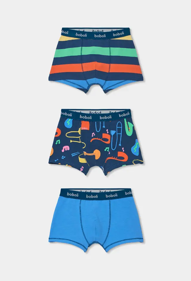 Boboli Pack 3 boxers πλεκτό για αγόρι 683029-9775