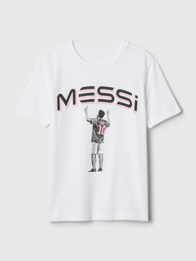 Άσπρη Παιδική Messi Graphic Μπλούζα optic white - S