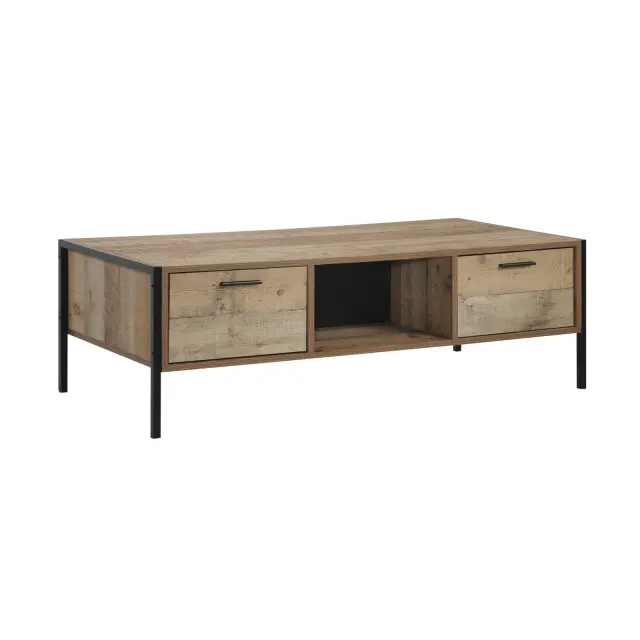 Τραπέζι PALLET-W Σαλονιού 2 Συρτάρια Antique Ξύλο 124x60cm