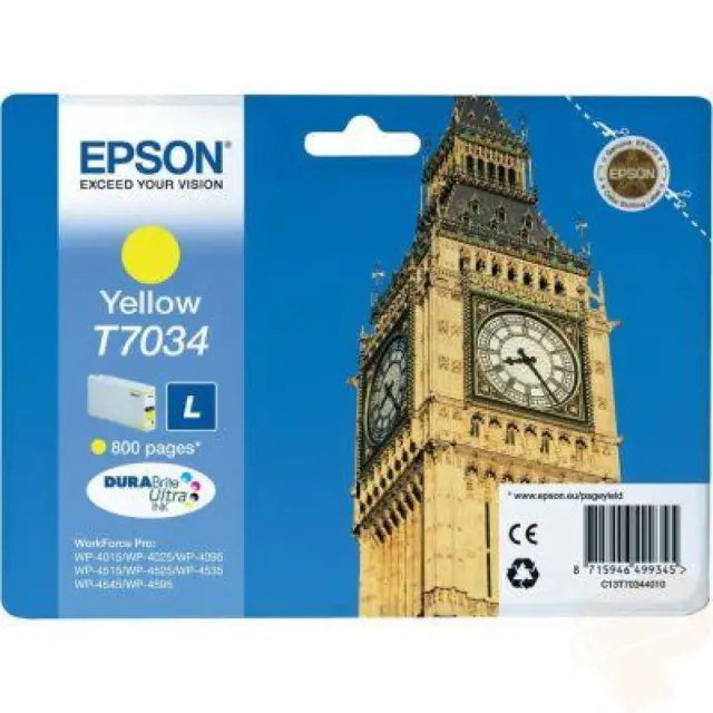 Epson T7034L Γνήσιο Μελάνι Εκτυπωτή InkJet Κίτρινο (C13T70344010)