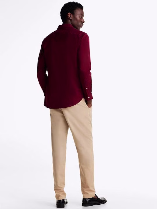 Tommy Hilfiger Μπορντό Πουκάμισο Σε Regular Fit Γραμμή Μπορντό 3