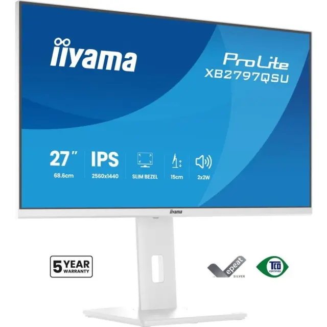 iiyama ProLite XB2797QSU-W1 computer monitor 68.6 cm (27") 2560 x 1440 pixels Quad HD LED White