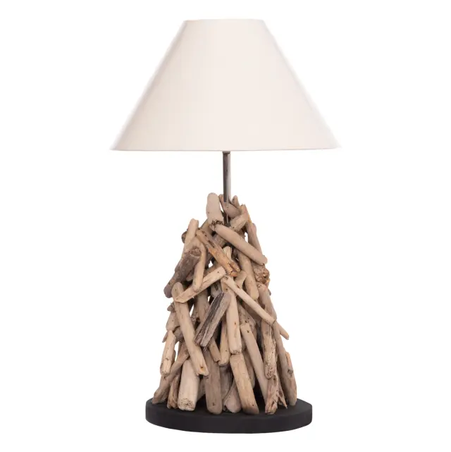 Επιτραπέζιο φωτιστικό Twiggy Driftwood & λευκό καπέλο Φ35x61 εκ.