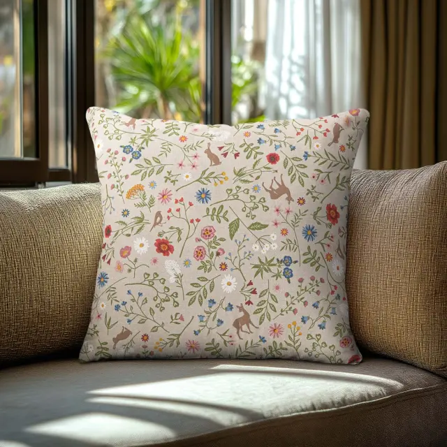 Beauty Home Μαξιλαροθήκη ΖΩΑΚΙΑ ΚΑΙ ΛΟΥΛΟΥΔΙΑ 40 x 40 cm 2