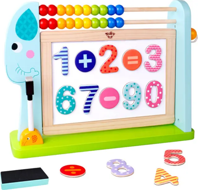 Tooky Toys Ξύλινος Μαυροπίνακας Διπλής Όψεως με Αριθμητική Elephant TKF087 2