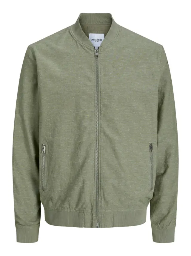JJESUMMER LINEN BOMBER SN deep lichen green