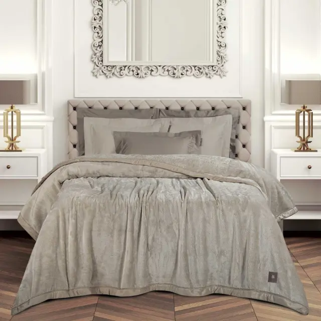 Κουβέρτα 220x240 King Size Βελουτέ Essential Greenwich Polo Club 3972 Taupe 100% Πολυέστερ