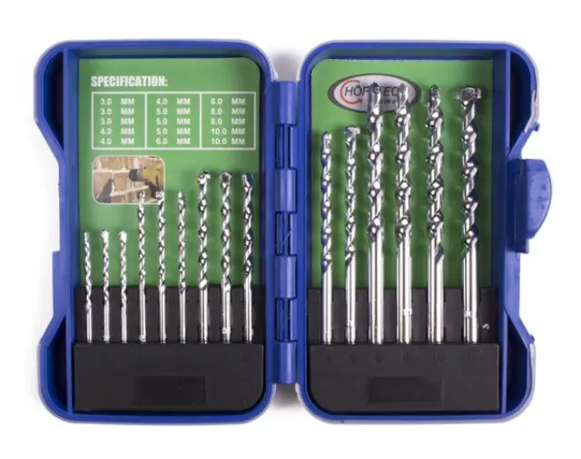 Drill set 15 pieces HSS masonry hardcase
