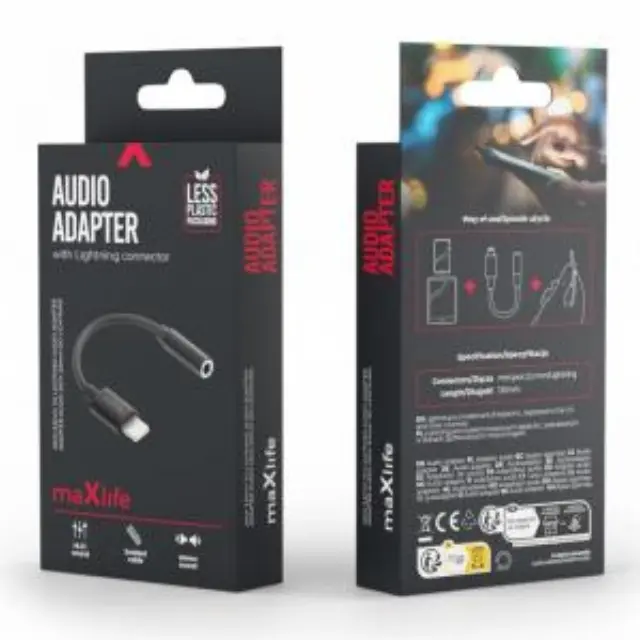 Αντάπτορας Maxlife MXJL-02 3.5mm Θηλυκό σε Lightning Αρσενικό Μαύρο N70651 2