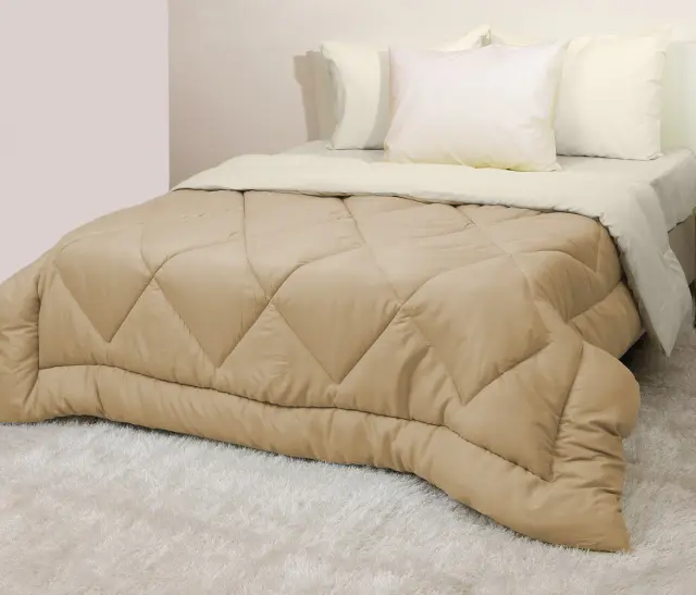 Πάπλωμα 220Χ240 Υπέρδιπλο Microfiber Viopros Εκρού-Μπεζ