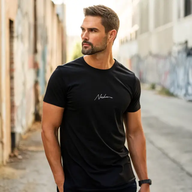 T-shirt Noshame® Μαύρο με λευκό τύπωμα - 112569 - XXL