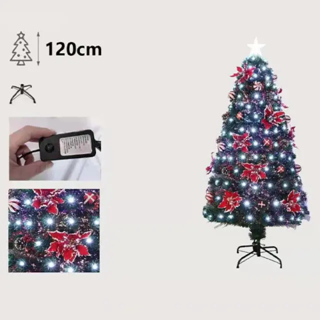 Χριστουγεννιάτικο Δέντρο 120cm Πράσινο με Στολίδια και Λαμπάκια 298002 2