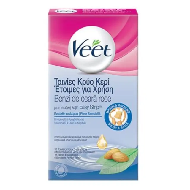 Veet Ταινίες Αποτρίχωσης για το μπικίνι και τις μασχάλες Expert Ευαίσθητες Επιδερμίδες, 16 τεμάχια