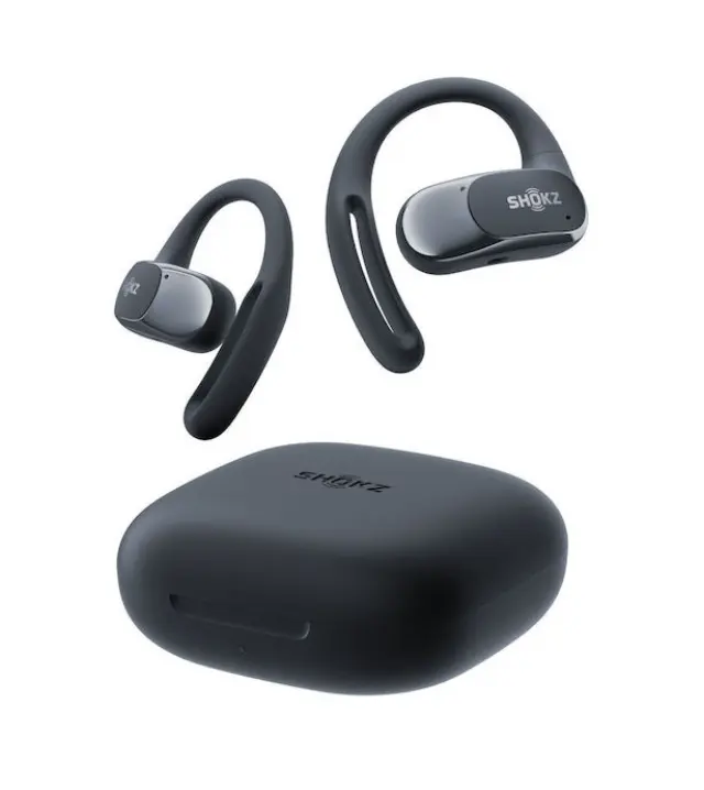 Shokz OpenFit Air Open Ear Bluetooth Handsfree Ακουστικά με Αντοχή στον Ιδρώτα και Θήκη Φόρτισης Μαύρα