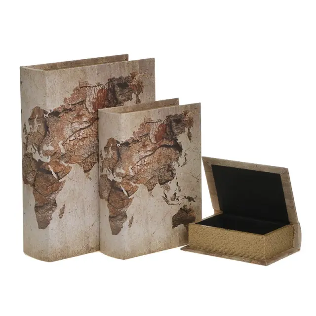 Κουτί Βιβλίο Άτλας Ξύλο 30x22x8cm Σετ 3τμχ 3-70-610-0049