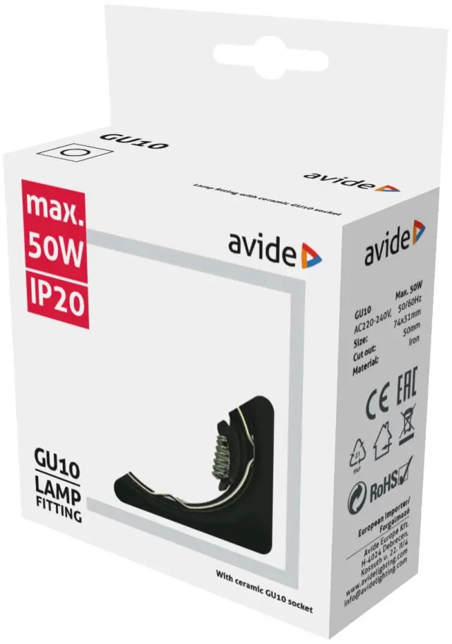 Avide GU10 Πλαίσιο Τετράγωνο Ανθρακί 15.001.0537 2