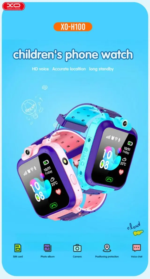 XO H100 Παιδικό Smartwatch 2G Μπλε 16.001.0067 2