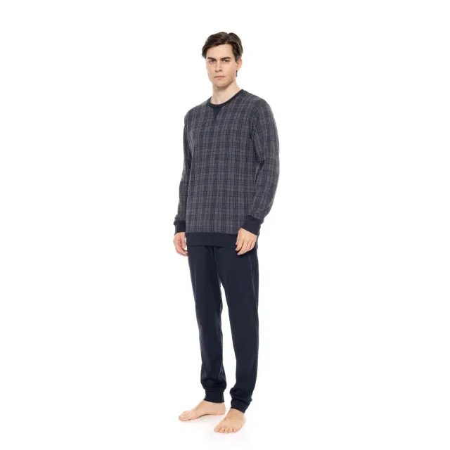Ανδρική Πυτζάμα W-M701 Jacquard Blue-Grey Plaid W-M701Τύπος Ulisse - XXL 2