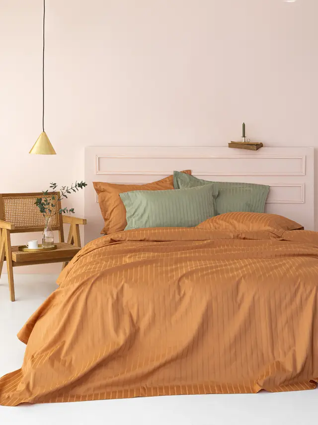Σεντόνι 240Χ270 Υπέρδιπλο Χωρίς Λάστιχο Cotton Palamaiki Sateen Riga - Caramel