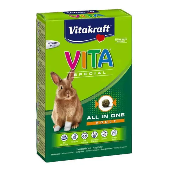 Vitakraft Πλήρης Τροφή Κουνελιού Vita Special Adult Dwarf Rabbit 600gr Μονόχρωμο