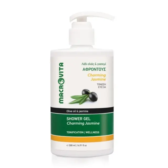 Macrovita Shower Gel Charming Jasmine with Olive Oil + Jasmine 500ml (Αφρόλουτρο για Τόνωση + Ευεξία με Λάδι Ελιάς + Γιασεμί)