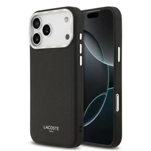 Lacoste PU Leather Champs Elysees MagSafe Case for iPhone 17 Pro Max Black