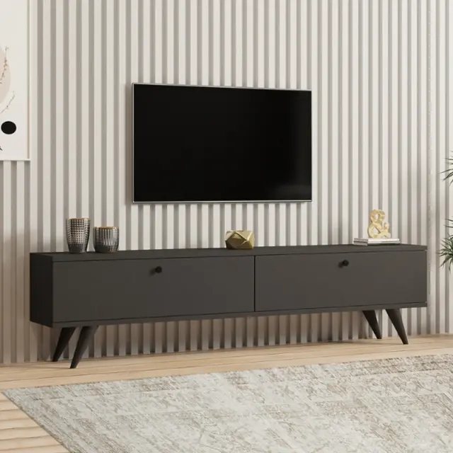 Έπιπλο τηλεόρασης Paris Megapap χρώμα ανθρακί 160x25x35εκ.