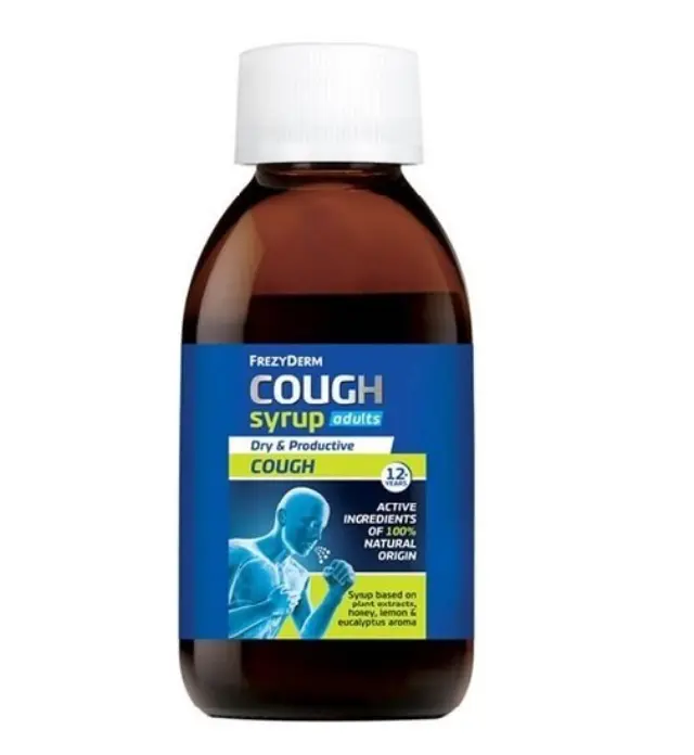 Frezyderm Cough Syrup Adults Σιρόπι για Ξηρό και Παραγωγικό Βήχα με Γεύση Μέλι, Λεμόνι και Ευκάλυπτο, 182gr