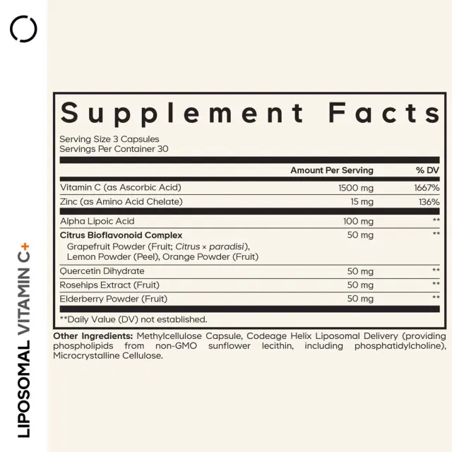 Codeage Liposomal Vitamin C+ Large 90 Veg Capsules 2