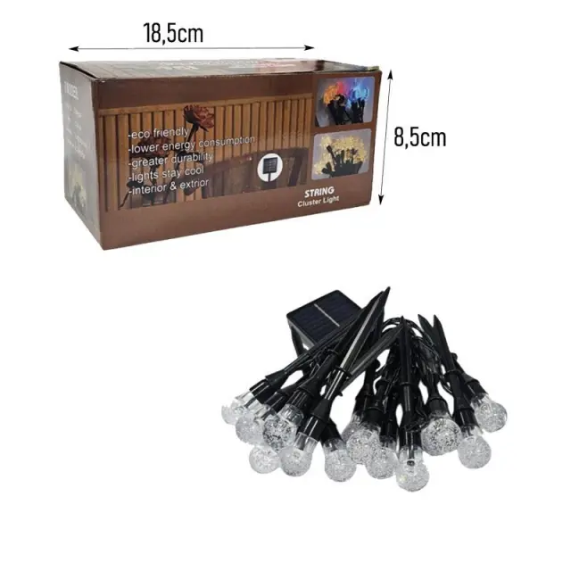 Ηλιακά Φωτάκια LED με Κίτρινο/Θερμό Φως- Solar LED String Lights 082365 3