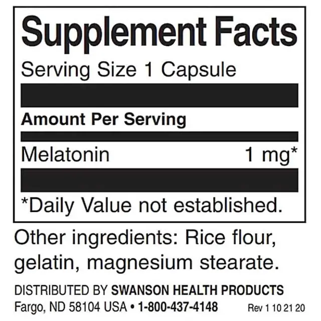 Swanson Melatonin 1mg 120 Caps (087614015422) 2
