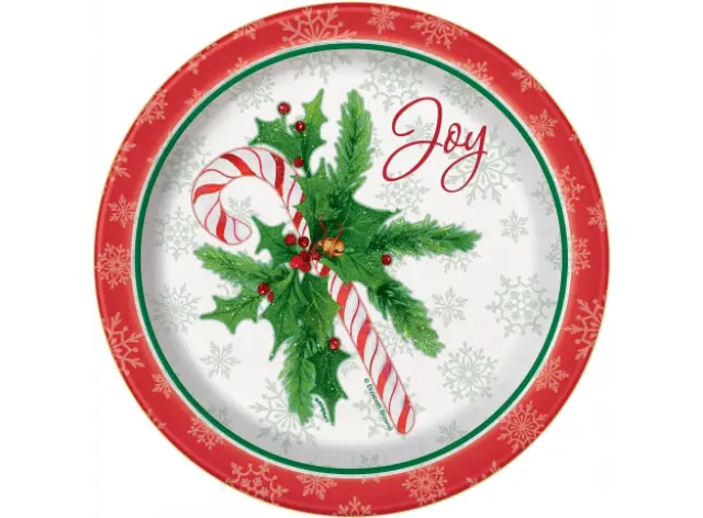 Πιάτα Χάρτινα Γλυκού με Γλειφιτζούρι Candy Cane Christmas / 8 τμχ