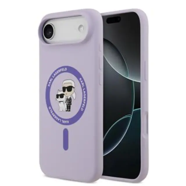 Karl Lagerfeld Liquid Silicone Karl and Choupette MagSafe Case for iPhone Air Purple