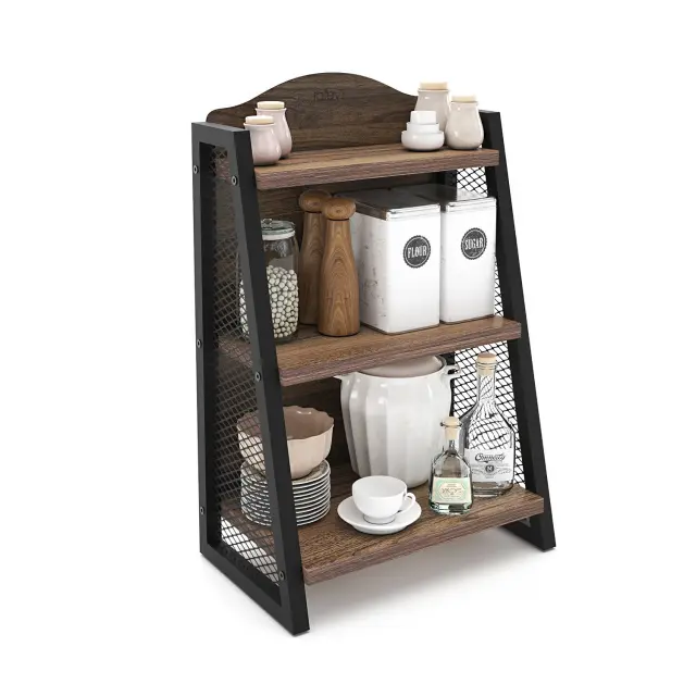 Ράφι T-Rack Καρυδί/Μαύρο Μελαμίνη/Μέταλλο 36x23x58cm 3