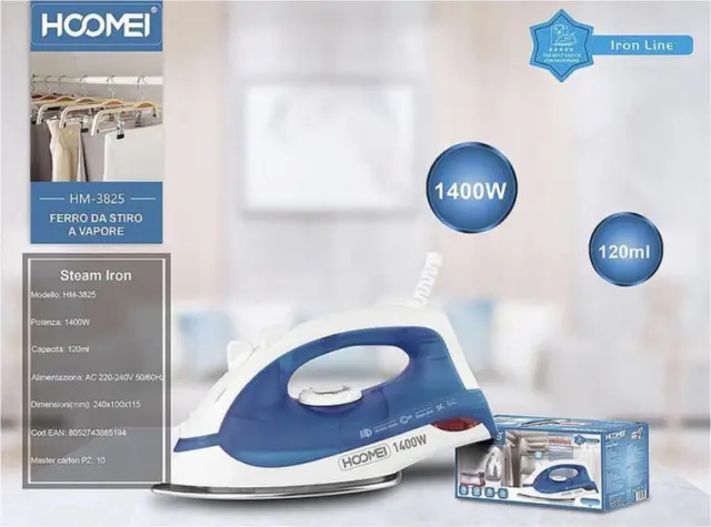 Hoomei HM-3825 Σίδερο Ατμού 1400W με Συνεχόμενη Παροχή 10gr/min 2