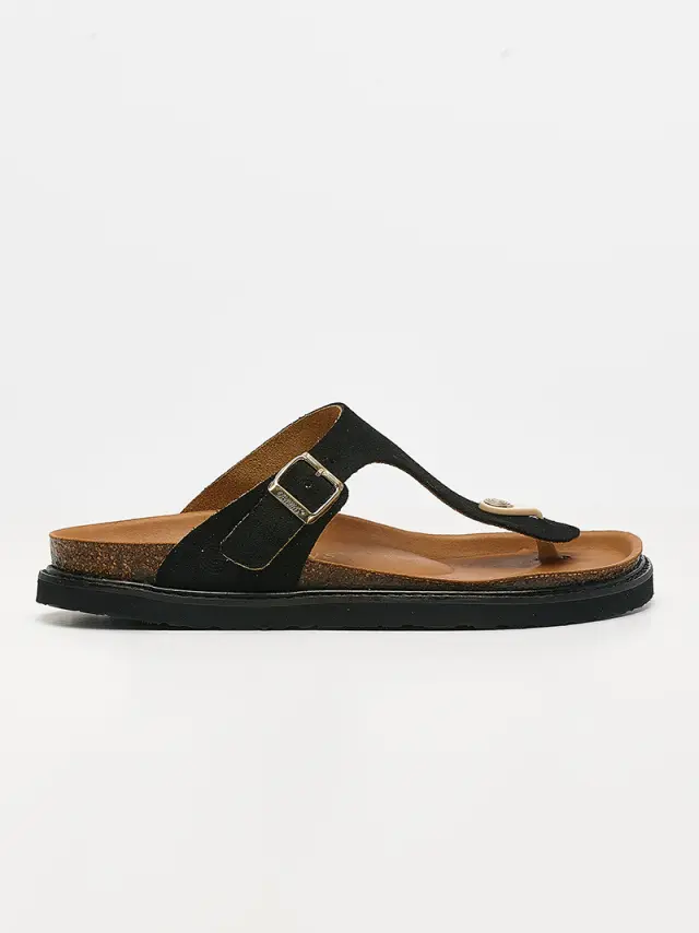 Genuins Πέδιλα Γυναικείο δέρμα suede Μαύρο GEN/ROSAS VELOUR BLACK 2