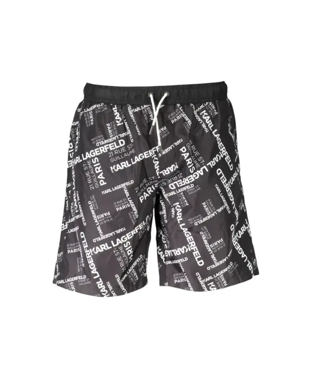 Karl Lagerfeld - Ανδρικό Μαγιό Σορτς με Logo KL20MBL01-BLACK Μαύρο - S