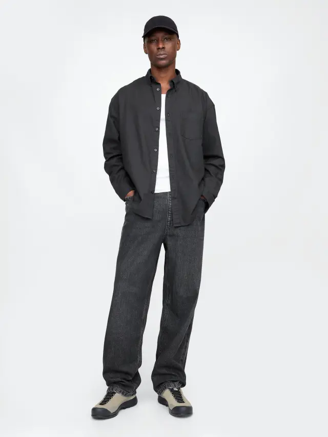 Μαύρο UltraSoft Baggy Jean Παντελόνι Black wash
