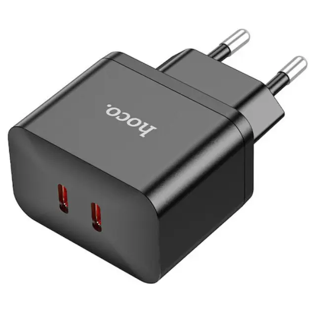 Hoco Ταχυφορτιστής με 2 Θύρες USB-C Χωρίς Καλώδιο 35W Power Μαύρο (N29 Triumph) 2