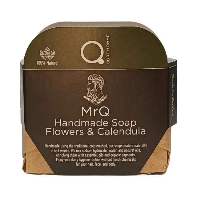 Handmade Soap Calendula Flowers and Calendula Infusion 90 – 110g by MrQ - Χειροποίητο Σαπούνι από 100% Φυσικά Συστατικά με Ανθόνερο και Εκχύλισμα Καλέντουλας ��