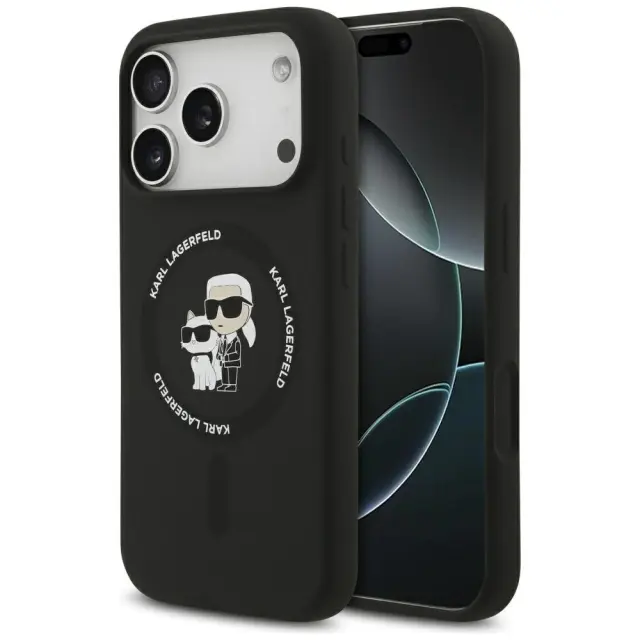 Karl Lagerfeld® Karl & Choupette Ring MagSafe Θήκη για iPhone 17 Pro Max/18 Pro Max- Black