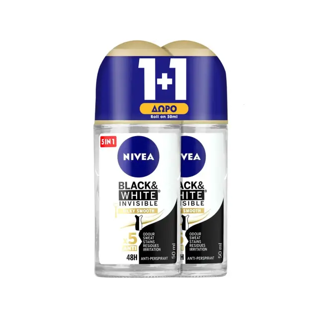 NIVEA Rollon 50ml Men Black + White 1+1 Δωρο