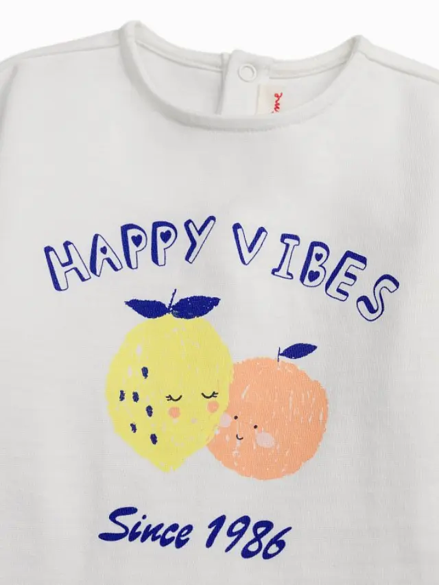 Βρεφική Μπλούζα για Κορίτσια Happy Vibes ΛΕΥΚΟ 3