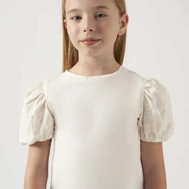 Junior 10 έως 18 ετών Μπλούζα φουσκωτά μανίκια Better Cotton εκρού - 10Ε