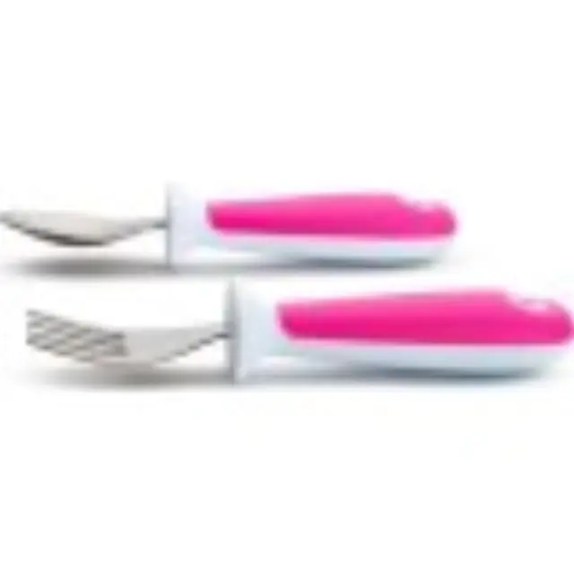 Munchkin Raise Toddler Fork & Spoon Σετ Κουταλοπίρουνο 12m+, 2τμχ - Ροζ 2